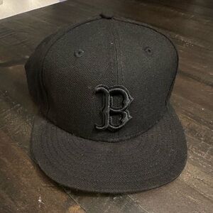 New Era Boston B Black Embroidered Cap